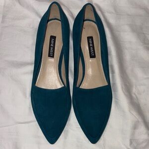 Nine West Teal Pointed-Toe Suede Flats